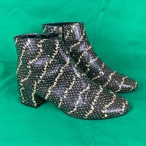 Topshop Betty faux Leather Snakeskin Ankle Boots Animal Print Black 38/8